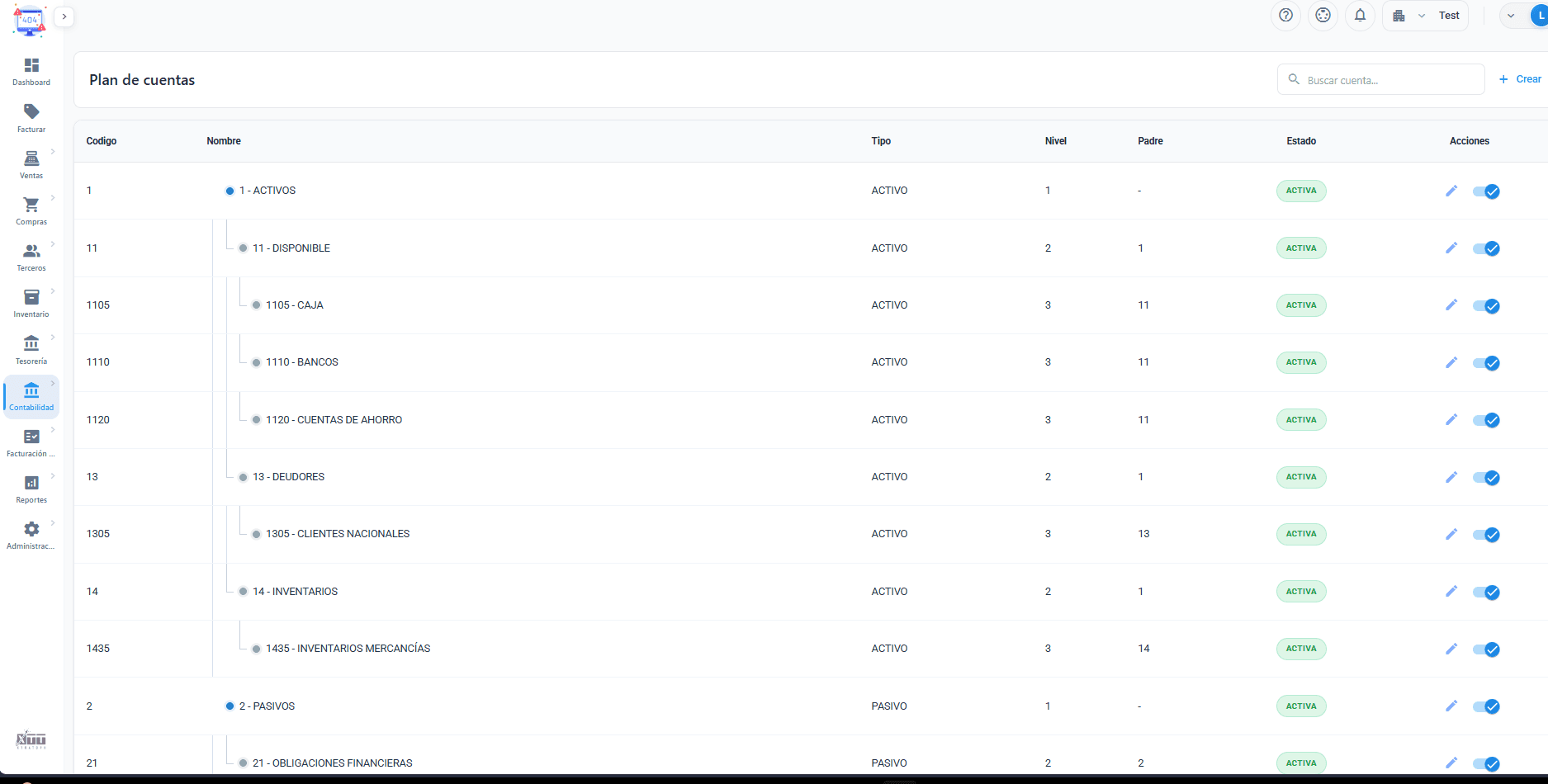 Plan de cuentas configurable en el módulo contable de OrigenPos